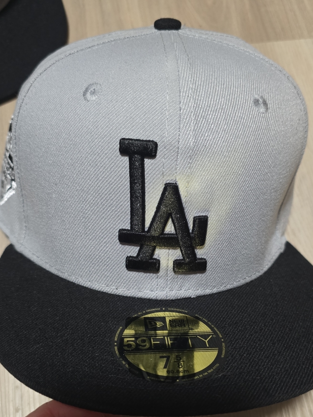 New Era White and Black LA Embroidered Fitted Cap